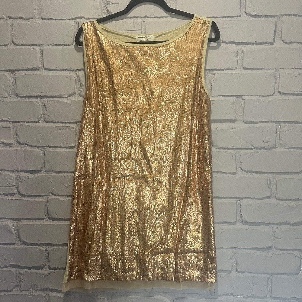 NWOT Michael Stars Gold Sequin Mini Dress size ONE SIZE